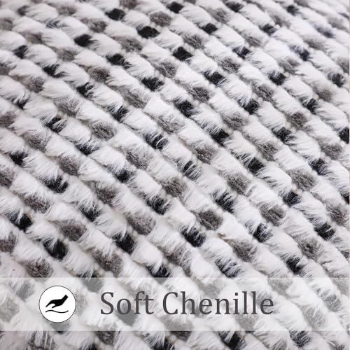 LUOYEHK Boho Throw Pillow Covers 20x20 Inch Set of 2 Chenille Tufted Pillowcase Farmhouse Neutral Cushion Covers for Couch Sofa Bed Living Room, Black Gray - color: Black Gray, size: 20" x 20" (Pack of 2)