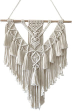 Macrame Wall Hanging, Handmade Boho Woven Wall Hanging with Tassel, Wall Decor for Bedroom Living Room Nursery Apartment (White)