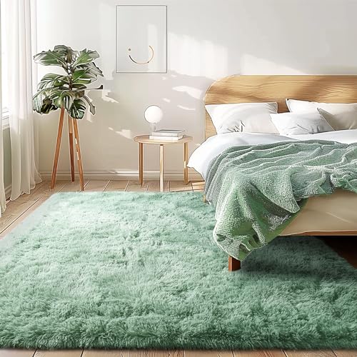 Awaytail Sage Green Area Rugs 9x12 Living Room - Super Soft Fluffy Rug Non Slip Large 9 by 12 Area Rug for Bedroom Washable - color: Sage, size: 9' x 12' (Rectangular)