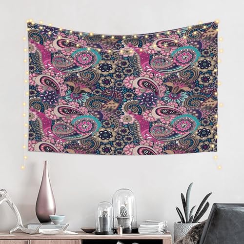 RTAFGU Perris Tapestry, Vintage Paisley Floral Pattern, Bohemian Ethnic Accent Aesthetic Wall Hanging Tapestries for Living Room, Bedroom, Dorm Party Home Decoration 60" L x 51" W - color: Perris_2804, size: 60"L x 51"W