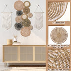 Tatuo 11 Pcs Boho Wall Basket Decor Bulrush Woven Wall Hanging Art Round Farmhouse Rustic Handmade Wicker for Summer Home, Bedroom, Living Room, Kitchen Decorations, Multi Sizes(Flower) - style: Flower
