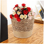 Hand Woven Flower Basket Multi Purpose Decorative Woven Planter for Home Decor with Base for Succulents and Housewarming