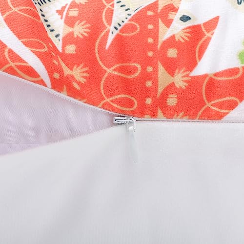 Bonhause Summer Boho Pillow Covers 18 x 18 Bohemian Floral Orange Decorative Pillows for Couch Sofa Bed Home Patio Decor Set of 4 - color: Orange & Green, size: 18" x 18" (Pack of 4)