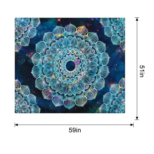 Bohemian Tapestry Large Mandala Wall Hanging Geometric Decorative Wall Art Colorful Wall Decor for Living Room - color: Kaleidoscope1, size: 59"L x 51"W
