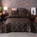 Feelyou Pinch Pleated Duvet Cover with Zipper Closure Pintuck Comforter Cover Set Twin Size Luxurious Pintuck Tufted Bedding Set Solid Coffee Microfiber Bedspread Cover with 1 Pillow Shams Soft - color: Coffee, size: Twin