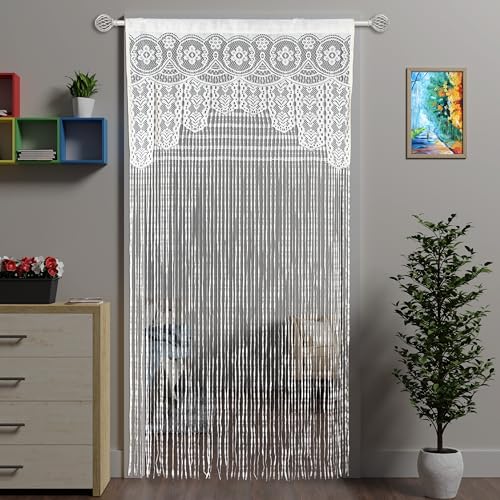 Lace Door String Curtain for Doorways，Bohemian Curtains Window Wall Closet Bedroom Kitchen Hippie Hanging Panels Boho Room Divider - color: White, size: 39"W x 79"L (Pack of 2)