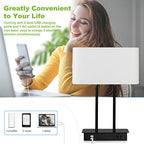 Bedside Touch Control Table Lamp with Dual USB Charging Ports 1 AC Outlet, 3 Way Dimmable Modern Nightstand Lamp with White Fabric Shade, Desk Lamp for Bedroom Living Room Office with 5000K LED Bulb - color: White