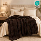 Battilo Chunky Knit Throw Blanket for Couch, Hand Made Chenille Throw Blanket, Super Soft Warm Cozy Brown Blanket for Bed, Sofa, Living Room, 50"x60" - color: Brown