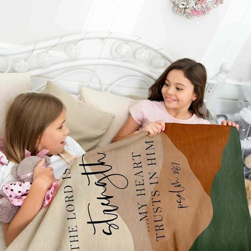 HIWX Boho Christian Blanket, The Lord is My Shepherd Bible Verse Abstract Mountain Throw Blanket for Home Bedroom Living Room Couch Bed Decor, Christian Gifts for Women, 30x40 Inches - color: Strength, size: 30“L x 40”W
