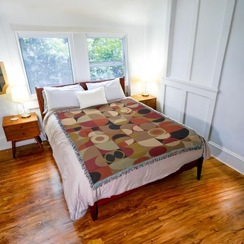 Pure Country Weavers Bauhaus Earth Blanket - Mid Century Modern - Gift Tapestry Throw Woven from Cotton - Made in The USA (72x54) - color: Bauhaus Earth, size: 72x54