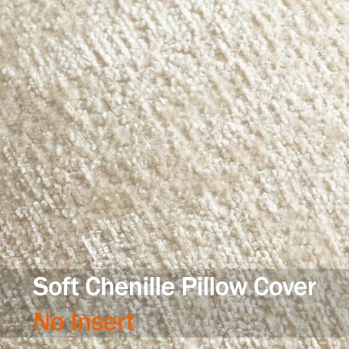 DEZENE Pack of 2 Beige Decorative Throw Pillow Covers 16x16 Cozy Soft Chenille Accent Vintage Square Couch Pillow Covers for Home Decor Bed Sofa Living Room - color: Beige, size: 16" x 16" (Pack of 2)