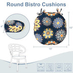 LVTXIII Outdoor Bistro Chair Cushions, 15"x15"x4" Round Patio Chair Cushions, All Weather Tufted Seat Cushions for Patio Furniture Use, Set of 2, Bloom Cobalt - color: Bloom Cobalt
