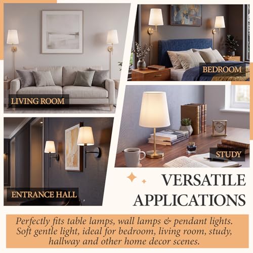 Teenyyou Small Empire Lamp Shade Set of 2, 4.3"top x 6.3"bottom x 6.6" High Suitable for E26/e27, White Fabric Lamp Shades for Table, Floor, Bedside, Wall - color: White, style: Empire