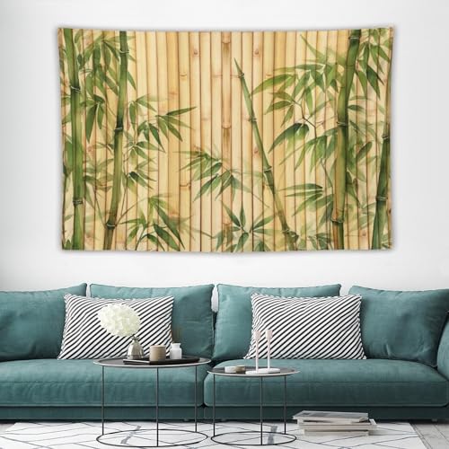 HZOHNAGO Bamboo Tapestry Chinese Style Green Leaves Printed Wall Tapestry Painting Wall Hanging for Bedroom Living Room Dorm 90" W x 60" H - color: Bamboo-6, size: 90"L x 60"W