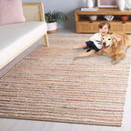 SAFAVIEH Cape Cod Collection Accent Rug - 3' x 5', Natural & Rust, Handmade, Braided Design, Ideal for The Living Room, Bedroom, Dining Room (CAP151P-3) - color: Natural/Rust, size: 3' x 5' (Rectangular)