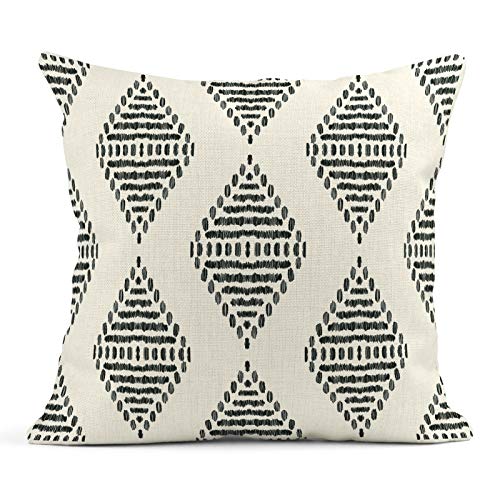 ArtSocket Set of 4 Throw Pillow Covers Ikat Tribal and Boho Bohemian Black Ethnic Herringbone for Ideas Decor Linen Outdoor Pillow Cases Home Decorative Square 18x18 Inches Pillowcases - size: 18" x 18" (Pack of 4)