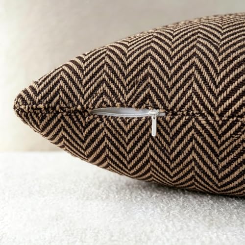 vctops Boho Throw Pillow Cover Brown and Black Knitted Woven Pillow Cushion Cover Arrow Knit Decoration Square Pillowcase for Sofa Couch Bedroom Living Room (Brown,18"x18") - color: Brown, size: 18" x 18" (Pack of 1)