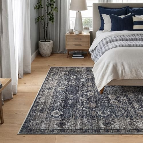 Bloom Rugs Washable Non-Slip 5' x 7' Rug - Black/Brown Traditional Area Rug for Living Room, Bedroom, Dining Room, and Kitchen - Exact Size: 5' x 7' - color: Black / Brown, size: 5' x 7' (Rectangular)