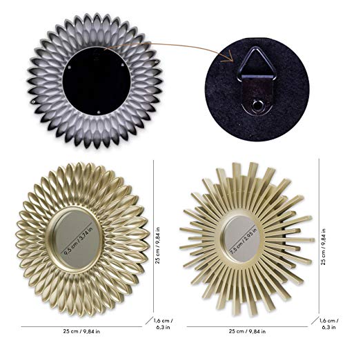 BONNYCO Gold Mirrors for Wall Pack of 3, Round Wall Mirrors Bedroom Room and Home Decor. Espejos Decorativos de Pared Sala Dormitorio, Modern Minimalist Decor Vintage, Chic. Gifts for Women Mums - color: Champagne