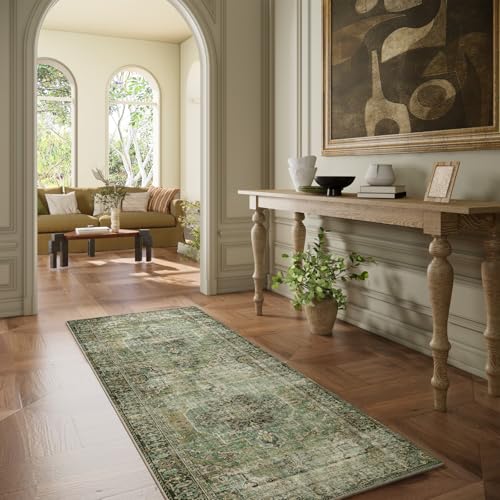Machine Washable Kitchen Runner Rug: 2'x6' Hallway Rug Non Slip Low-Pile Stain Resistant Soft Carpet Runners for Entryway Hallways Kitchen Laundry Room Beside Farmhouse - color: Black and Green, size: 2' x 6' (Rectangular)