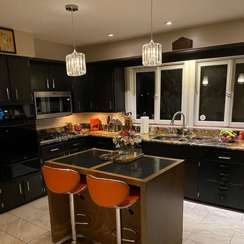 TISLYCO Crystal Pendant Lights - Kitchen Island Lighting, Mini Crystal Chandelier for Living Room, Dining Room, Hallway, Bar - 2 Pack - Silver - color: 7.8"x6.3"-2*Silver pendant light