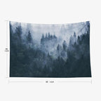 EMMTEEY Forest Tapestry Wall Hanging Wall Art Tapestry Misty Foggy Mountain Landscape with Fir Small Tapestry 60X40 Tapestry for Bedroom Living Room