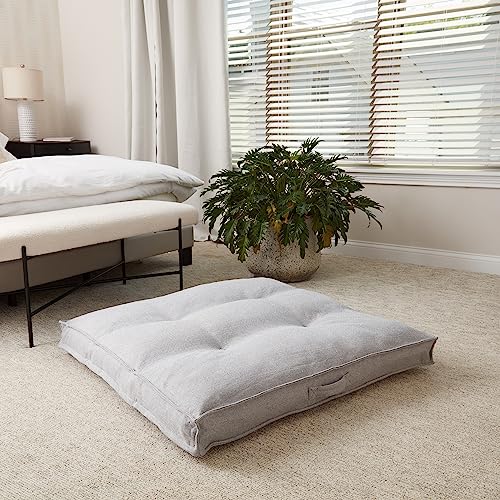 Square Tufted Floor Pillow with Removable Cover, Cement, Large (40") - color: Cement, size: Large (40")