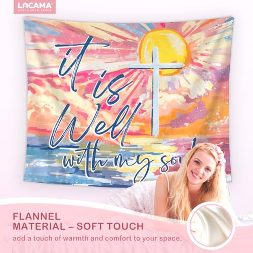 Lacama Christian Tapestry, Cute It is Well with my Soul Bible Tapestry Decor for Bedroom College Dorm Apartment, College Dorm Decor,Christian Gifts for Women, 50x60 Inches - color: it is well with my soul