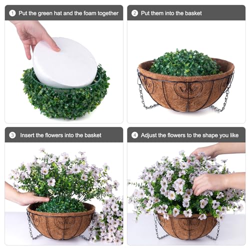 HyeFlora Artificial Fake Hanging White Plants Flowers Basket for Outdoor Fall Winter, Faux Silk Daisy in Planter Realistic UV Resistant for Christmas Outside Porch Home Patio Balcony Yard Decoration - color: Creamy White