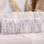 LUOYEHK Boho Throw Pillow Covers 14x36 Inch Chenille Tufted Pillowcase Farmhouse Neutral Cushion Covers for Couch Sofa Bed Living Room, Brown White (1 Piece) - color: Brown White, size: 36" x 14" (Pack of 1)