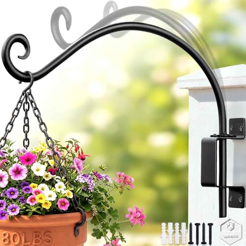 Lifyzoon Swivel Hanging Plant Bracket Outdoor: 22Inch Swivel Plant Hangers Bracket, 80lbs Weight Capacity - Rustproof Swivel Wall Hook for Large Bird Feeder, Birdhouse, Wind Chimes - size: 22 Inch
