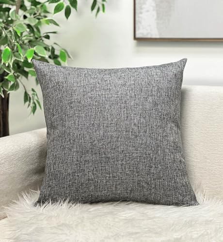 Aiking Home Woven Fine Faux Linen Throw Pillow Cover, Size 18"x18", Gray - color: Gray, size: 18" x 18" (Pack of 1)