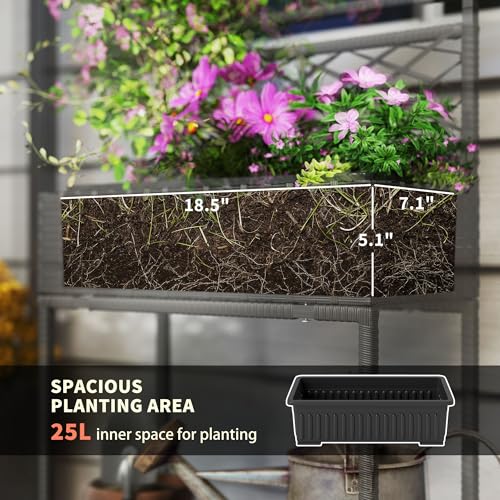 Outsunny Raised Garden Bed with Trellis, Outdoor Wicker Planter, Freestanding Rattan Planter Stand with Storage Shelf for Climbing Plants, Flowers, Herbs, Vegetables, Black - color: Black