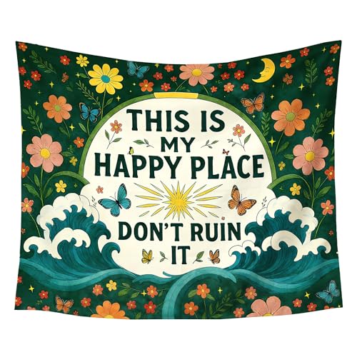 gsgfdshf Vintage Funny Garden Wall Tapestry, Plant Room Decor, This is My Happy Place Don't Ruin It Tapestry Wall Hanging for Bedroom Living Room Home Office Decor, 50x60 Inch - color: Landscape Text-Tapestry-B