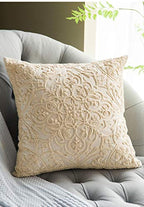 DOKOT Embroidery Throw Pillow Covers Square Cushion Case 100% Cotton with Zipper for Home Decorative 20x20 inches(50x50cm) Beige - size: 20" x 20" (Pack of 1)