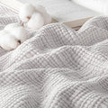 Exclusivo Mezcla 100% Cotton Muslin Throw Blanket, 4 Layers Breathable and Lightweight Gauze Blankets with Fringes for Couch, Soft, Decorative, 50"x70", Light Grey