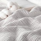 Exclusivo Mezcla 100% Cotton Muslin Throw Blanket, 4 Layers Breathable and Lightweight Gauze Blankets with Fringes for Couch, Soft, Decorative, 50"x70", Light Grey