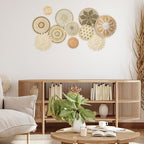 Tatuo 11 Pcs Boho Wall Basket Decor Bulrush Woven Wall Hanging Art Round Farmhouse Rustic Handmade Wicker for Summer Home, Bedroom, Living Room, Kitchen Decorations, Multi Sizes(Vivid) - style: Vivid