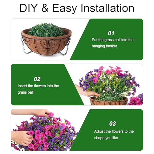 Ivydale 2 Set Artificial Flowers Hanging Baskets for Outdoors Fake Spring Plants, 24 Pcs UV Resistant Faux Silk Morning Glory with 2 Hanging Planters Look Real for Outside Porch Patio Outdoor Decor - color: Purple Fuchsia