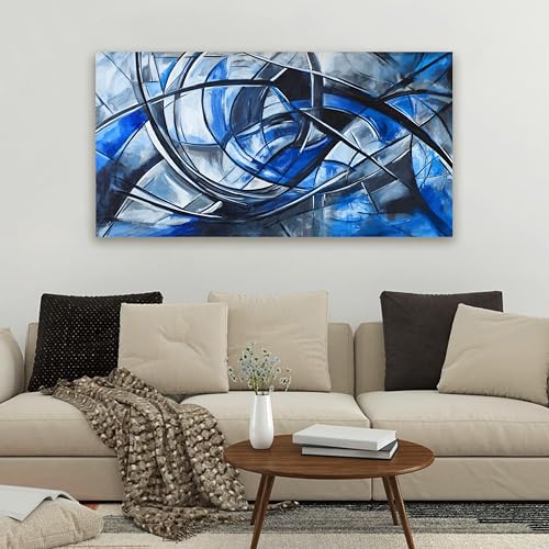 Abstract Wall Art Decor Wall Art Pictures for Living Room Abstract Canvas Art Wall Decor Modern Blue Wall Art Prints Artwork for Walls Black and White Wall Art Decorations Home Office Decor 20" X 40" - color: JYQ-01S, size: 40"L x 20"W