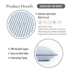 Hofdeco Premium Coastal Hampton Outdoor Performance Lumbar Pillow Cover Only, 12"x20" Water Repellent, UV and Fade Resistant for Backyard, Couch, Poolside, Azure Blue Indigo Woven Coastline Stripes - color: Azure Blue Indigo Coastline Stripes 12"x20"