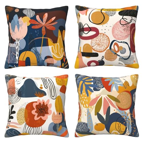 Abstract Art Throw Pillow Covers 18 X 18 Inch Set of 4 Decorative Cushion Cover Home Decor for Sofa Chair Couch Bedroom Living Room - color: Abstract Art