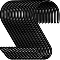 12 Pack 4-1/2 Inch S Hooks, Large Vinyl Coated Closet Hooks Non Slip Heavy Duty for Hanging, Steel Metal Black Rubber Coated for Jeans Plants Clothes Pot Pan Cups Towel - color: Black