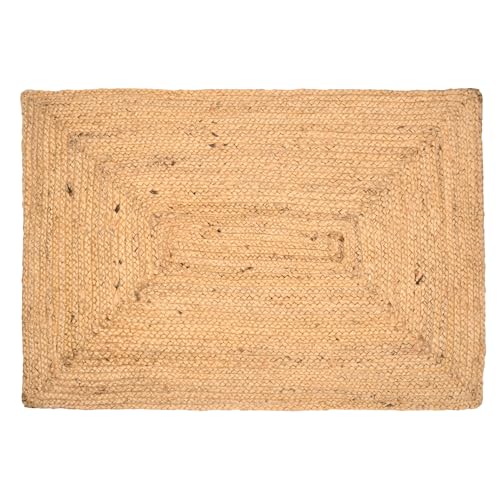 INDIAN ARTISTIC Jute Cotton Rag Rug 2X3 ft | Hand Woven & Reversible | Living Room | Kitchen | Jute Burlap Cotton 24x36 inch | Rustic Look | Natural Look | Runner 2 * 3 Feet