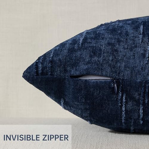 Set of 2 Summer Decorative Throw Pillow Cover 12x20, Solid Farmhouse Neutral Cushion Covers with Hidden Zipper, Soft Textured Throw Pillows for Bedroom Living Room Couch, Blue - color: Blue, size: 20" x 12" (Pack of 2)