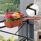 CADUKE Railing Planter Box 16.9 Inches Fence Hanging Planters with Adjustable Brackets Red Deck Railing Planter Boxes Plastic Outdoor Balcony Railing Window Boxes Planters Hanging Flower Box - color: Red