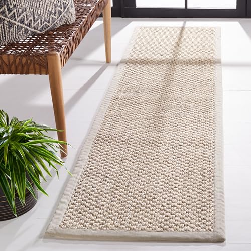 SAFAVIEH Natural Fiber Collection Runner Rug - 2' x 6', Marble, Sisal, Woven Design with Border (NF525C) - color: Marble, size: 2' x 6' (Runner)