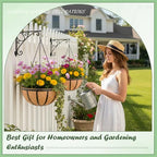 4 Pack 14 Inch Round Hanging Basket with Coco Liners， Metal Hanging Baskets for Plants Outdoor， Hanging Planter with Chain Garden Products for Outdoor, Porch, Lawn, Garden - size: 14 Inch