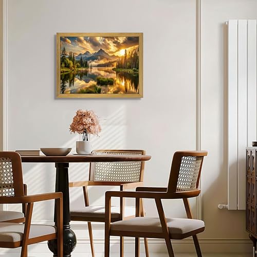 Framed Canvas Wall Art 12x16 Inch, Vintage Landscape Wall Art Decor, Countryside Farmhouse Sunset Landscape Wall Decor, Retro Mountain Vintage Painting Prints for Living Room Bedroom Home Bathroom Decor - color: Landscape Painting D, size: 16"L x 12"W
