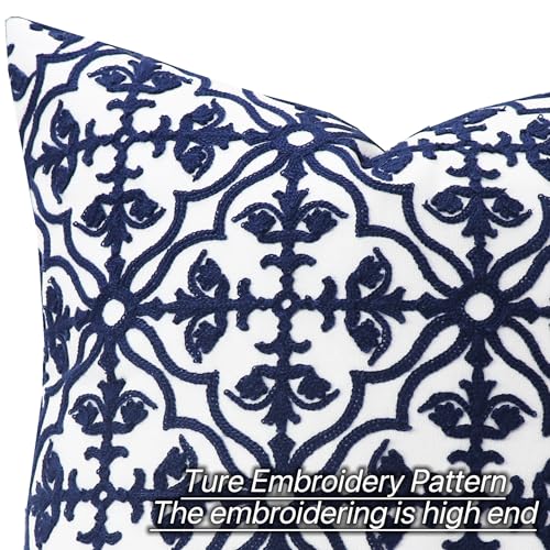 Slow Cow Throw Pillow Cover Navy Blue Embroidery Canvas Throw Pillow Cover for Couch Bed Sofa Navy Geometric Cushion Cover 18 x18 Inches - color: Navy Football, size: 18" x 18" (Pack of 1)